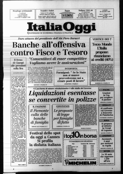 Italia oggi : quotidiano di economia finanza e politica